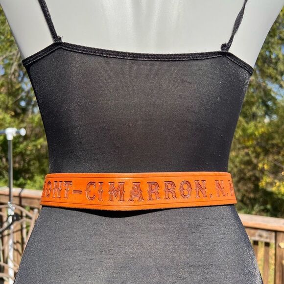 Philmont Cimarron N. M. Tooled Western Style Belt Brass Belt Buckle Size 34 - Picture 4 of 10